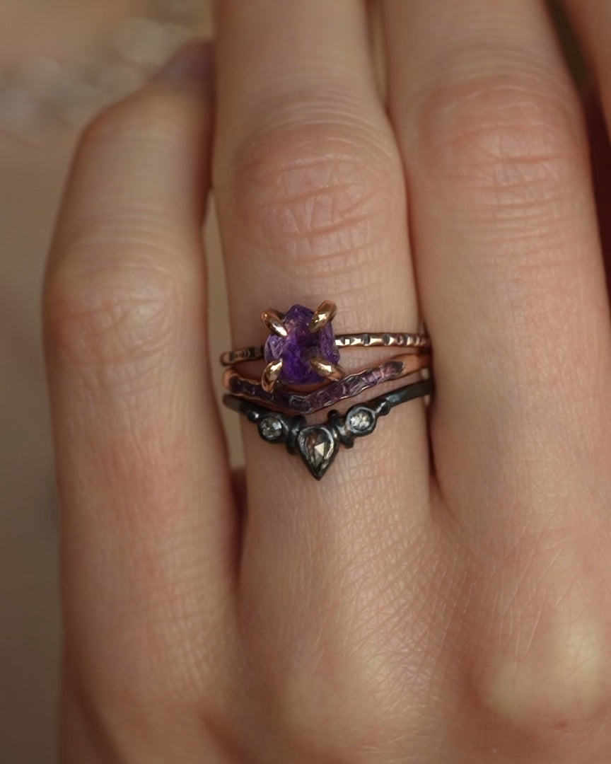 Raw Amethyst Wave Ring