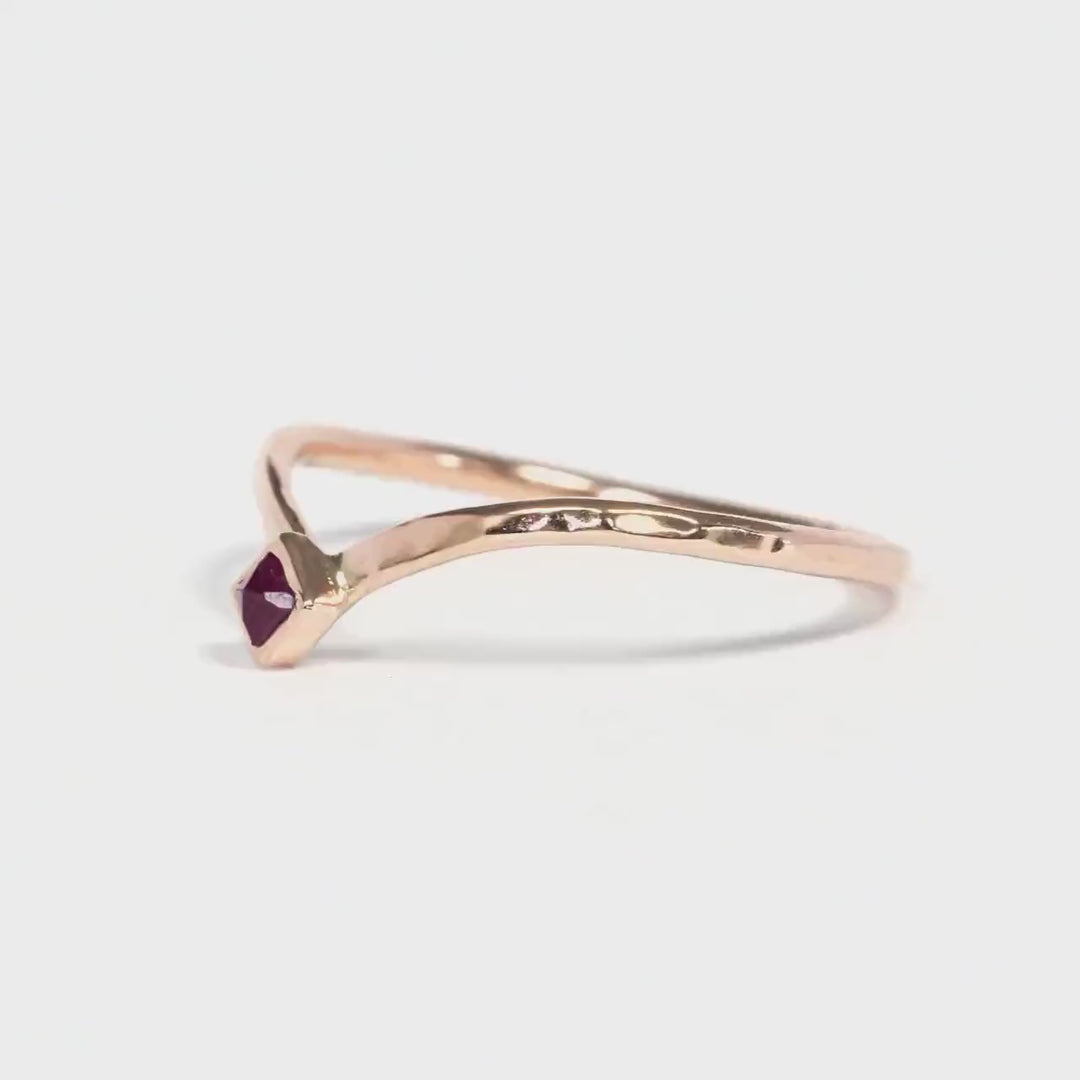 Natural Square Ruby Wave Ring