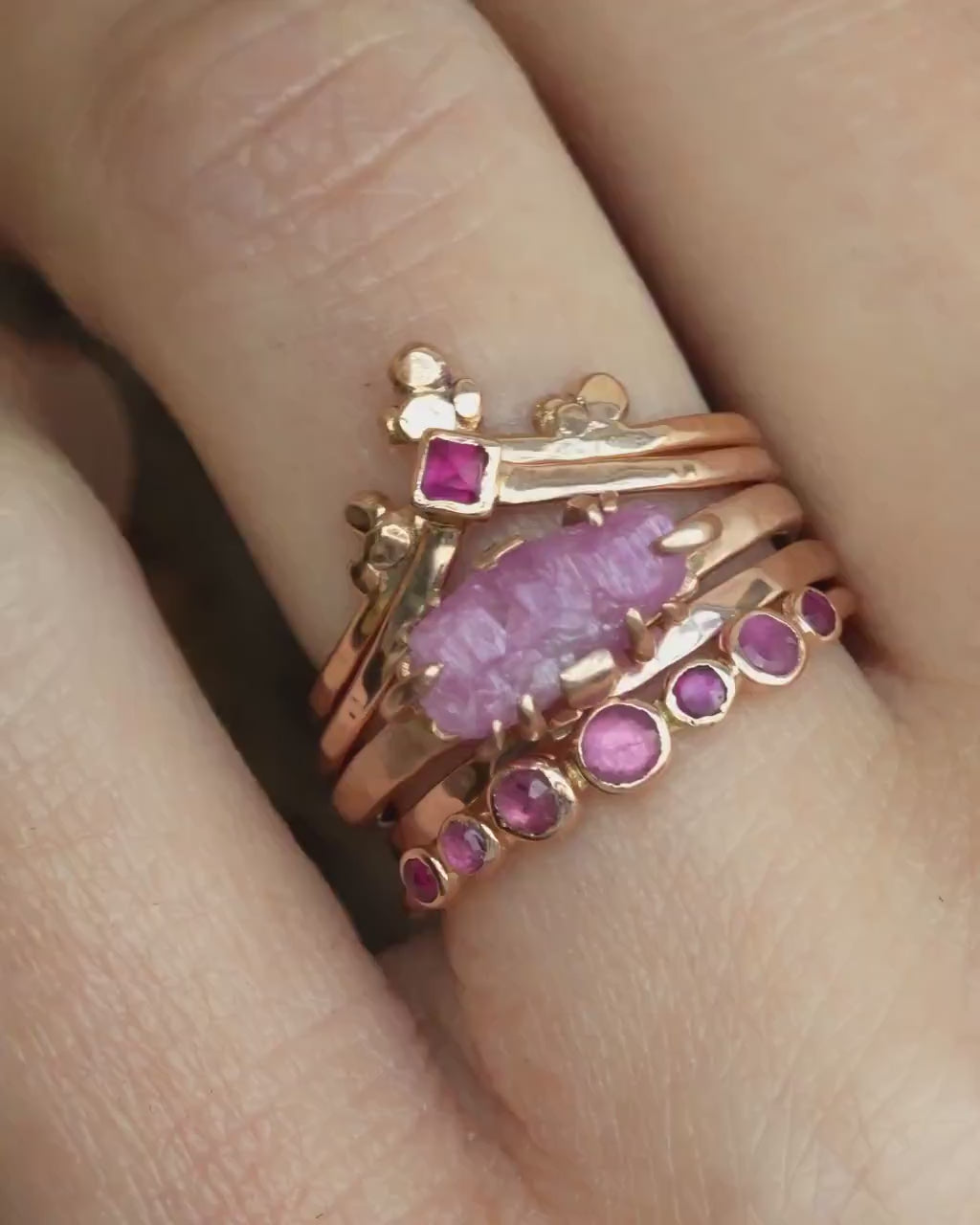 Natural Round Ruby Bubble Ring