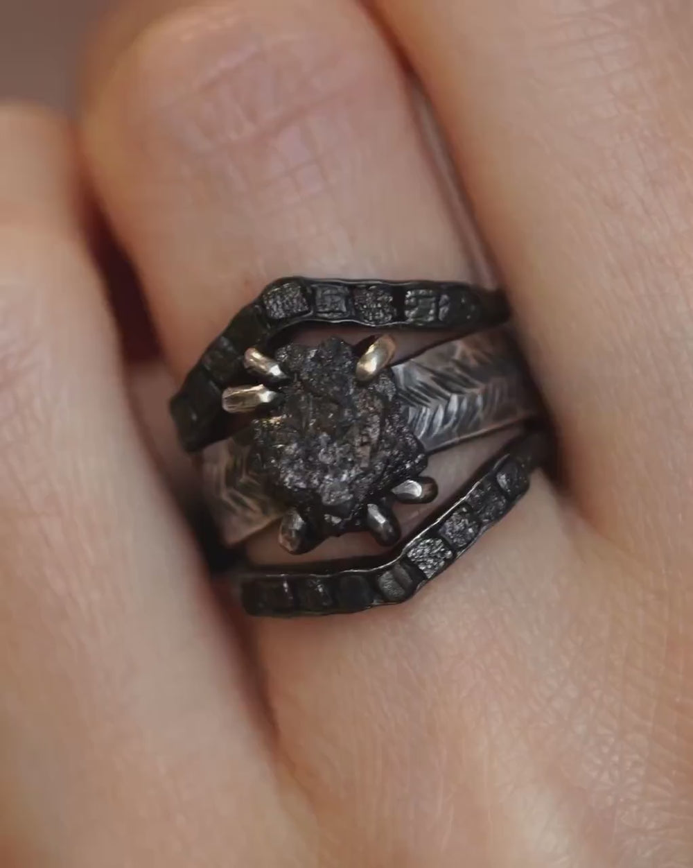 Black Diamond Wave Ring