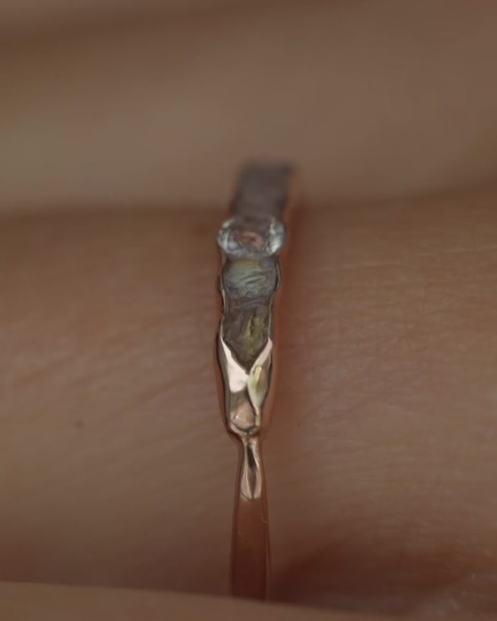 Raw and Brilliant Cut Rainbow Moonstone Ring