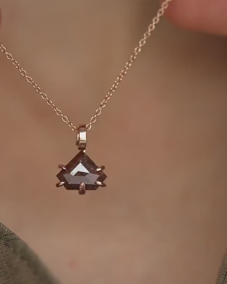 Rose Gold Red Shield Diamond Pendant Necklace