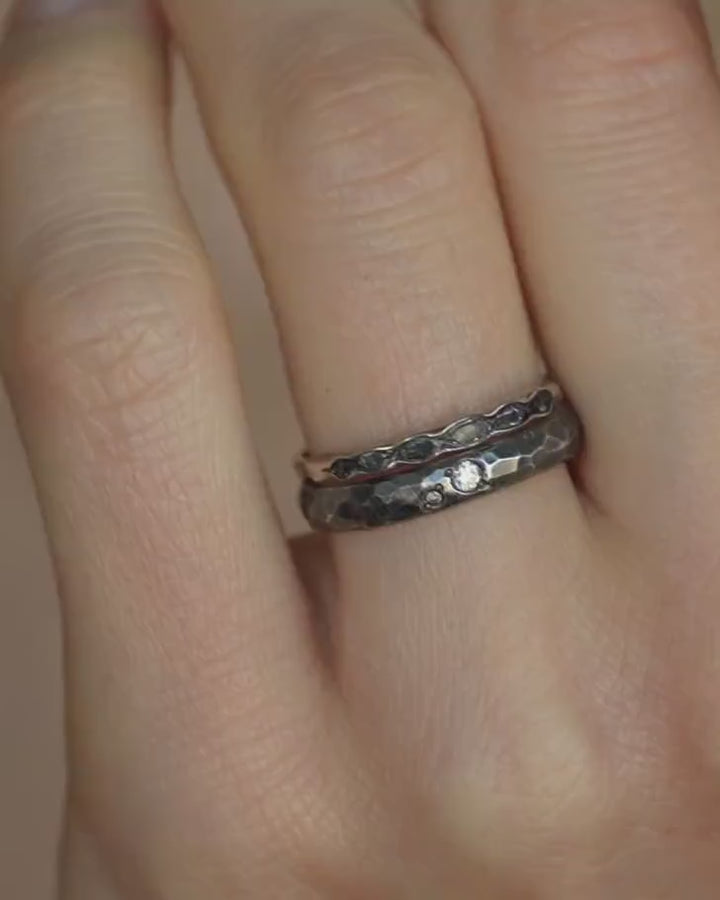 Black Herkimer Diamond Slim Band