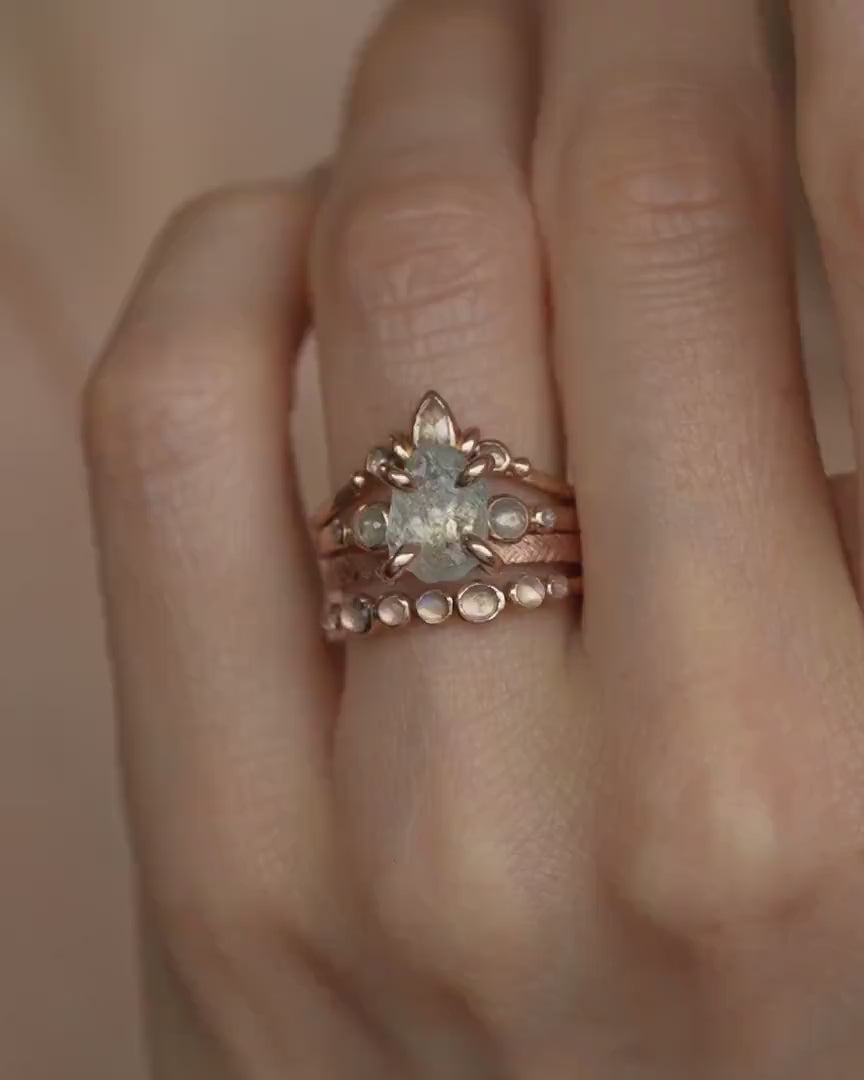 Raw Aquamarine and Diamond Ring