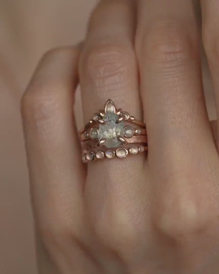 Raw Aquamarine and Diamond Ring