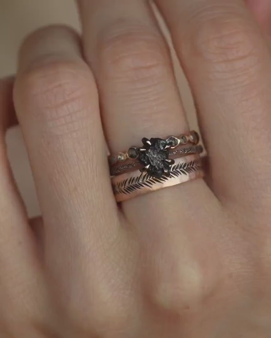 Rustic Raw Black Diamond Ring