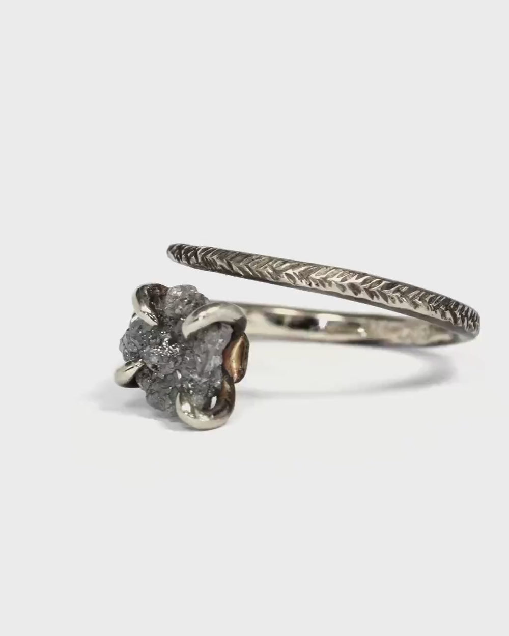 Adjustable Gray Diamond Engagement Ring