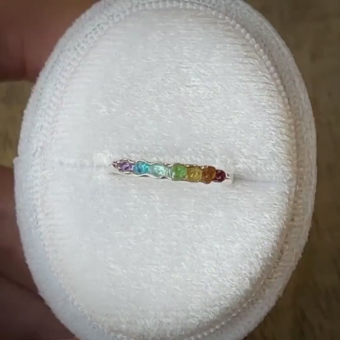 Raw Stone Rainbow Band Ring