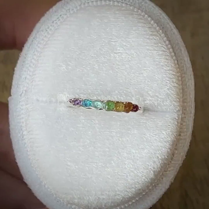 Raw Stone Rainbow Band Ring