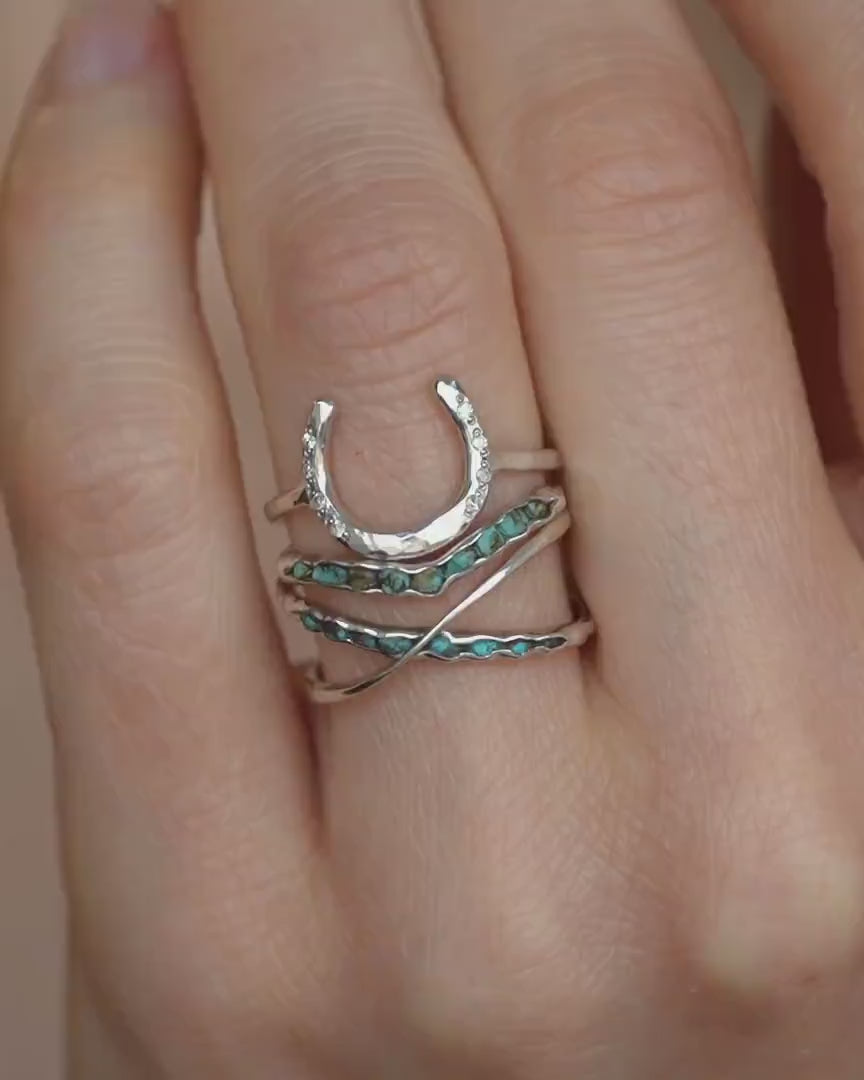 Silver Raw Turquoise X Ring