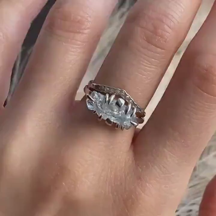Raw White Diamond Wave Ring