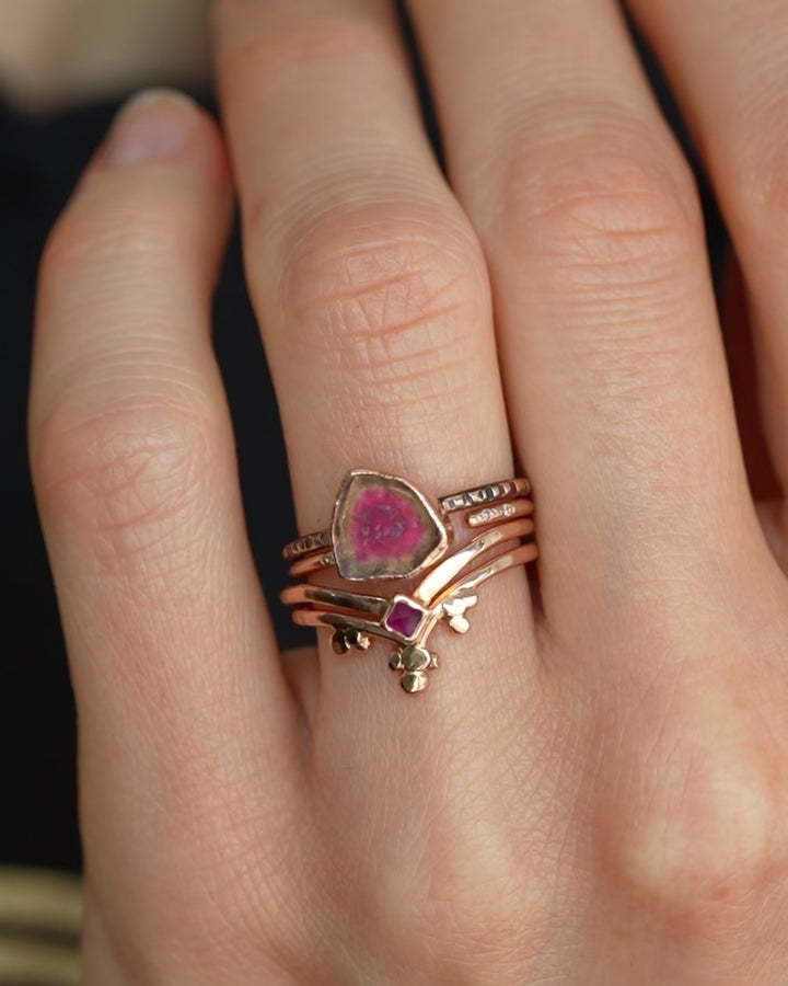 Natural Square Ruby Wave Ring