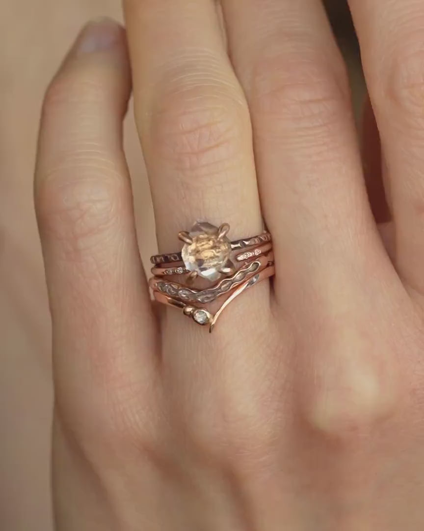 Raw Herkimer Diamond Engagement Ring