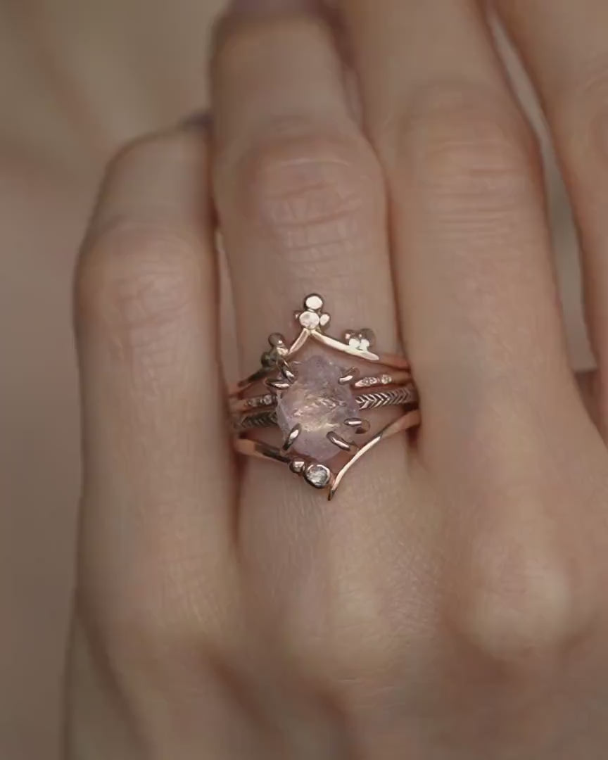 Clear Round Diamond Chevron Ring
