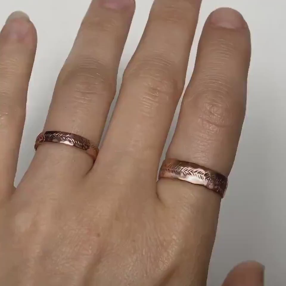 Single Band or SET of 2 ROSE Gold Rustic Band Rings