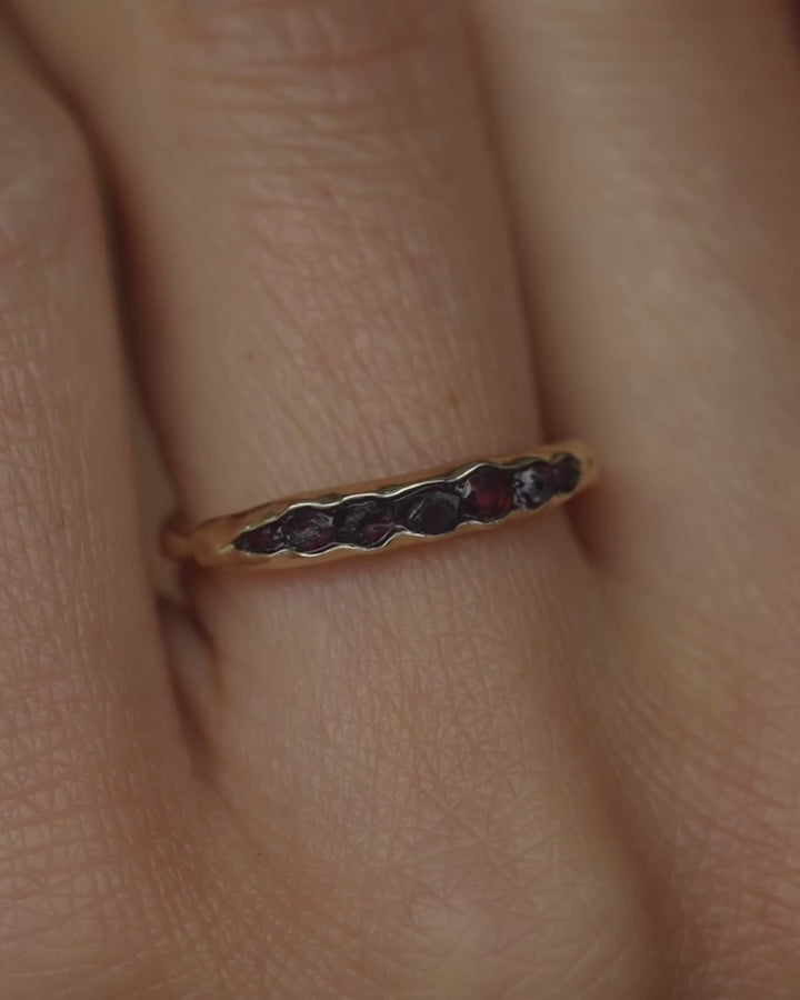 Raw Pyrope Garnet and Brilliant Cut Garnet Ring