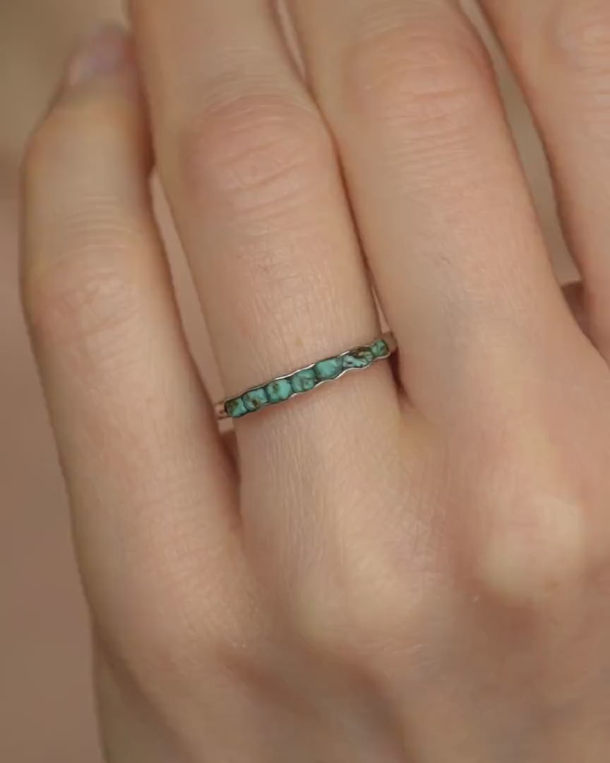White Gold Raw Turquoise Band