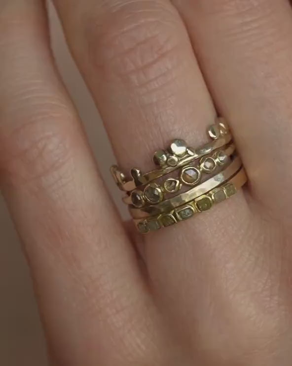 Brown and Yellow Diamond Statement Stacking Ring Set