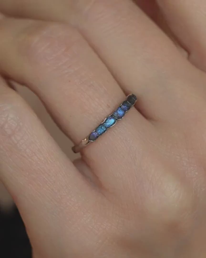 Raw Rainbow Moonstone Ring