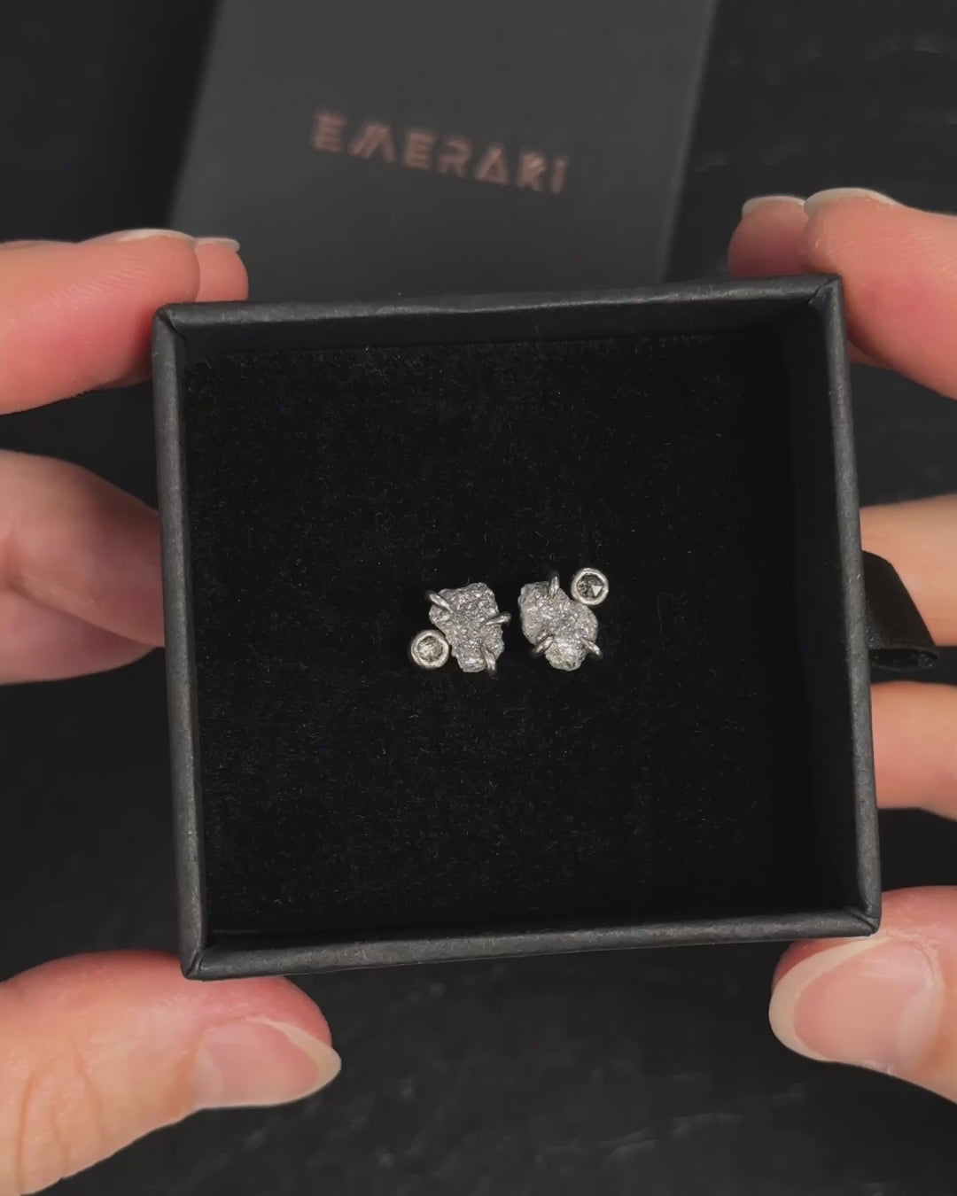 Raw Grey Diamond Studs