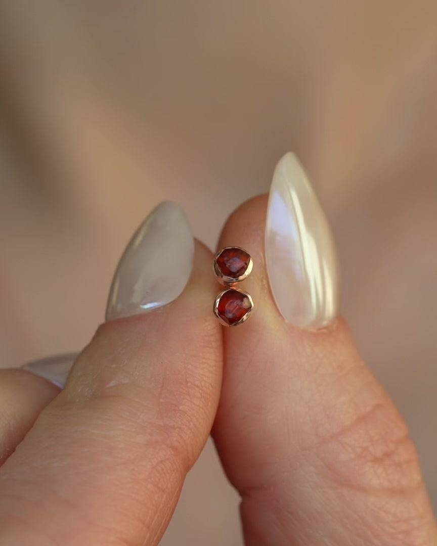Orange Raw Spessartine Garnet Studs