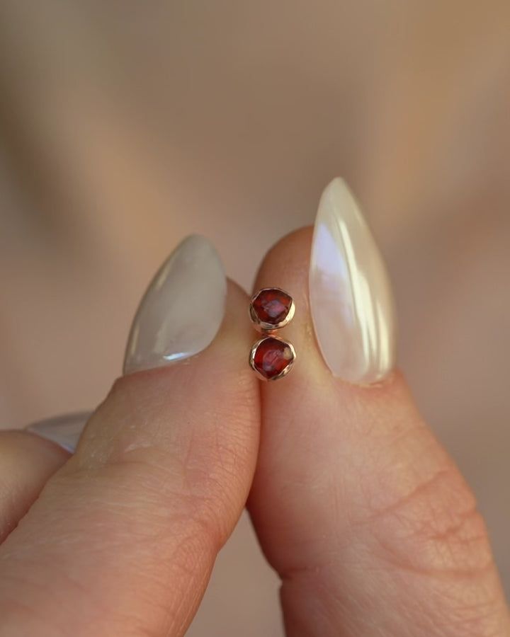 Orange Raw Spessartine Garnet Studs
