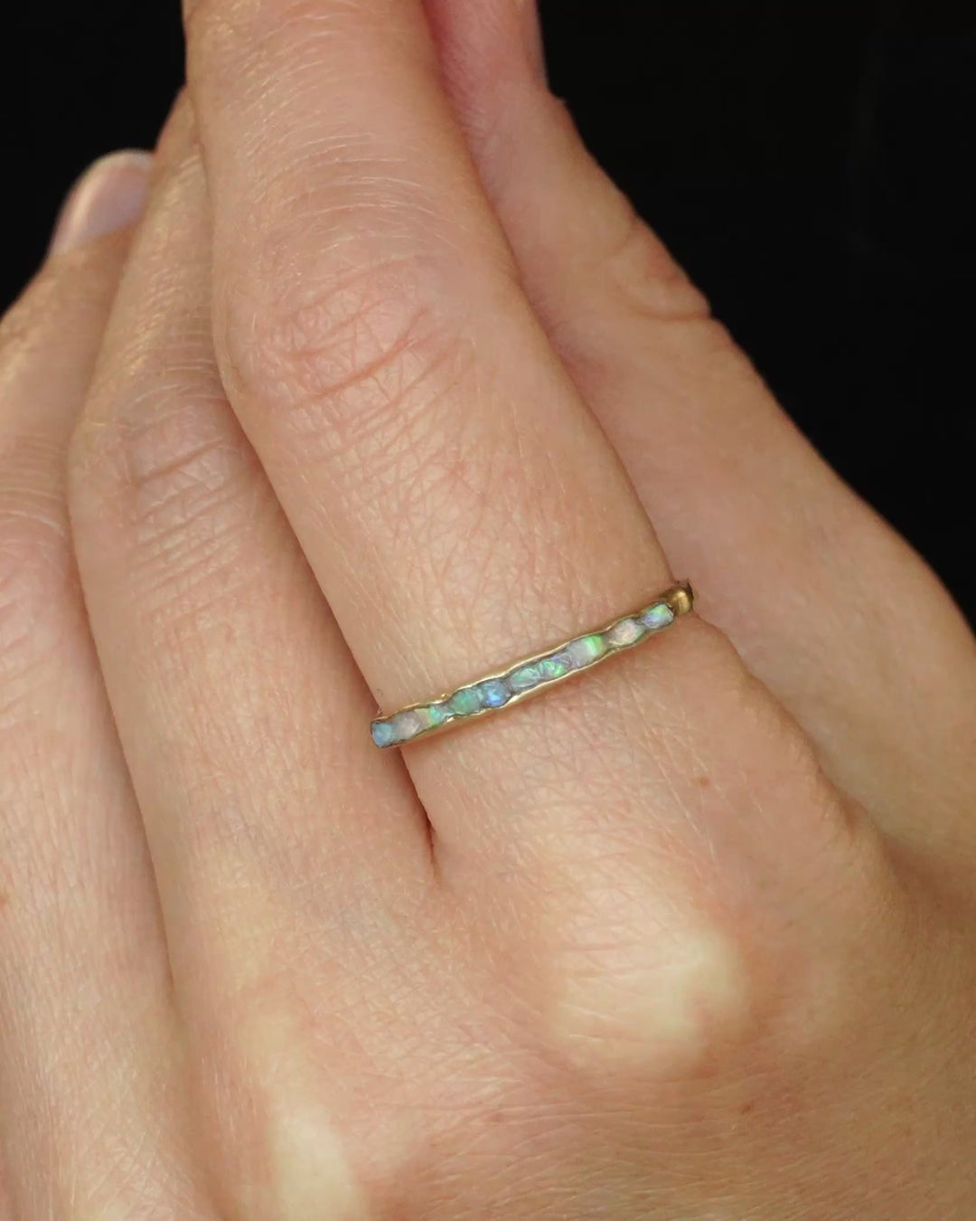 Gold Raw Australian Opal Ring