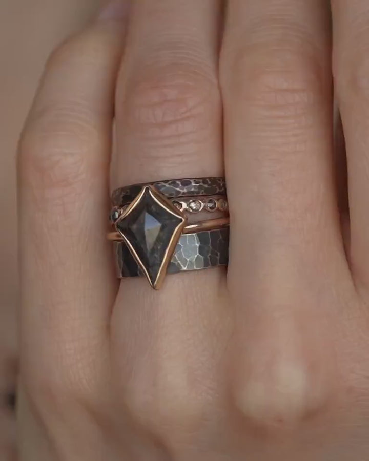 Salt and Pepper Kite Diamond Ring