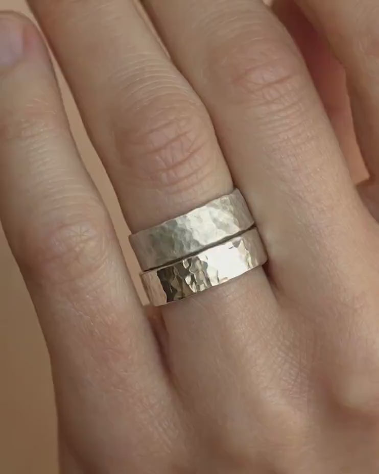 5mm Hammered Silver Band Ring