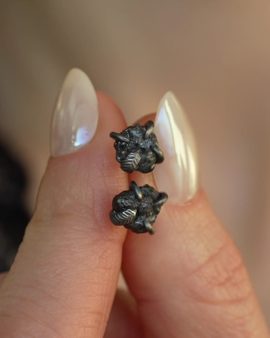 Raw Black Diamond Stud Earrings