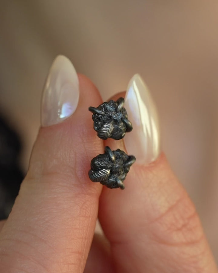 Raw Black Diamond Stud Earrings