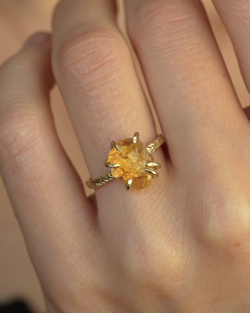 Raw Natural Citrine Statement Ring