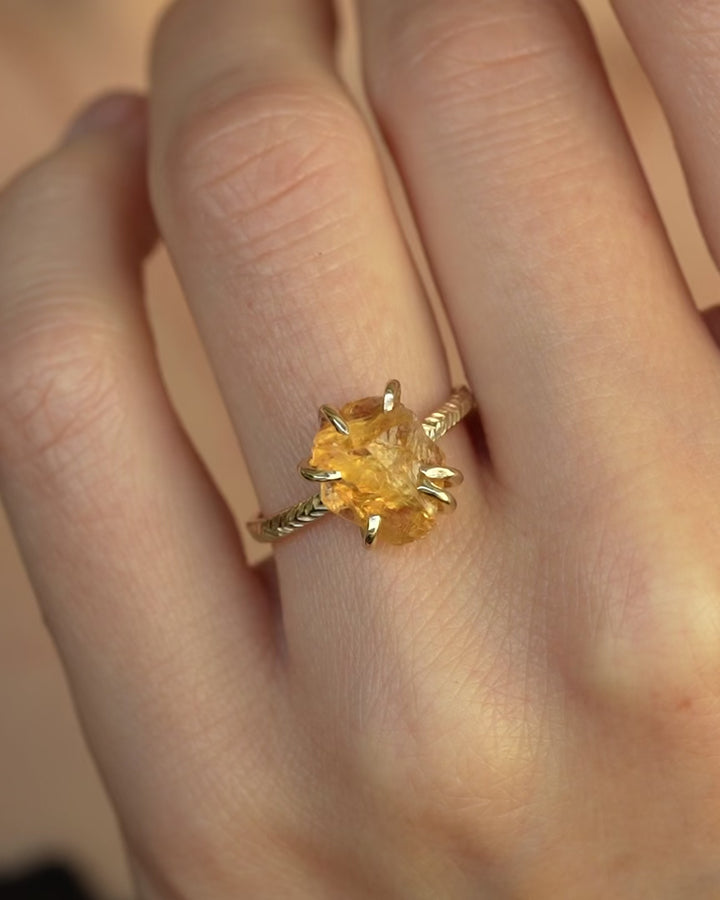Raw Natural Citrine Statement Ring
