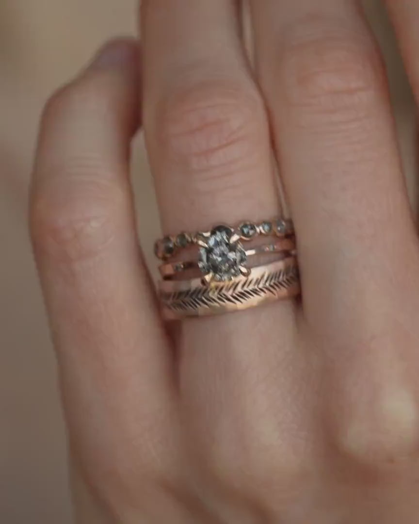 Round Salt and Pepper Diamond Ring