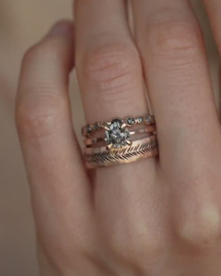 Round Salt and Pepper Diamond Ring