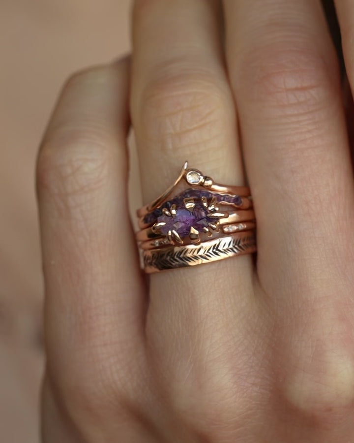 Raw Amethyst Crystal Gold Ring