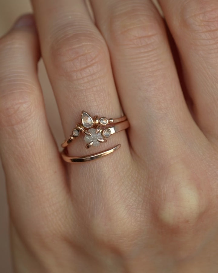 White Diamond Horseshoe Nail Ring