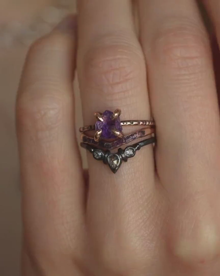 Raw Amethyst Wave Ring