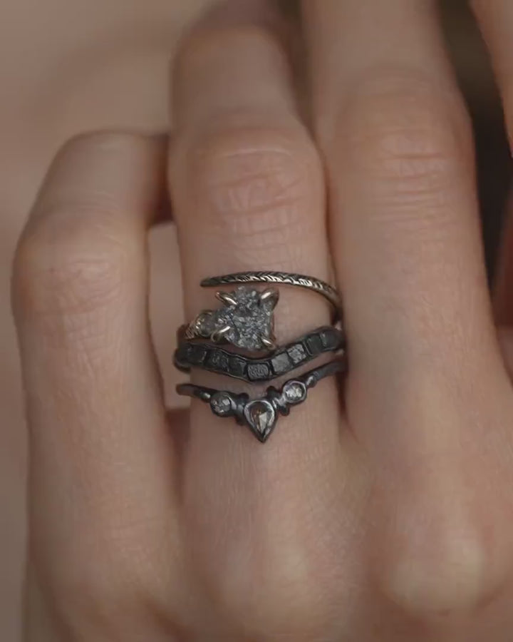 Salt and Pepper Diamond Wave Ring