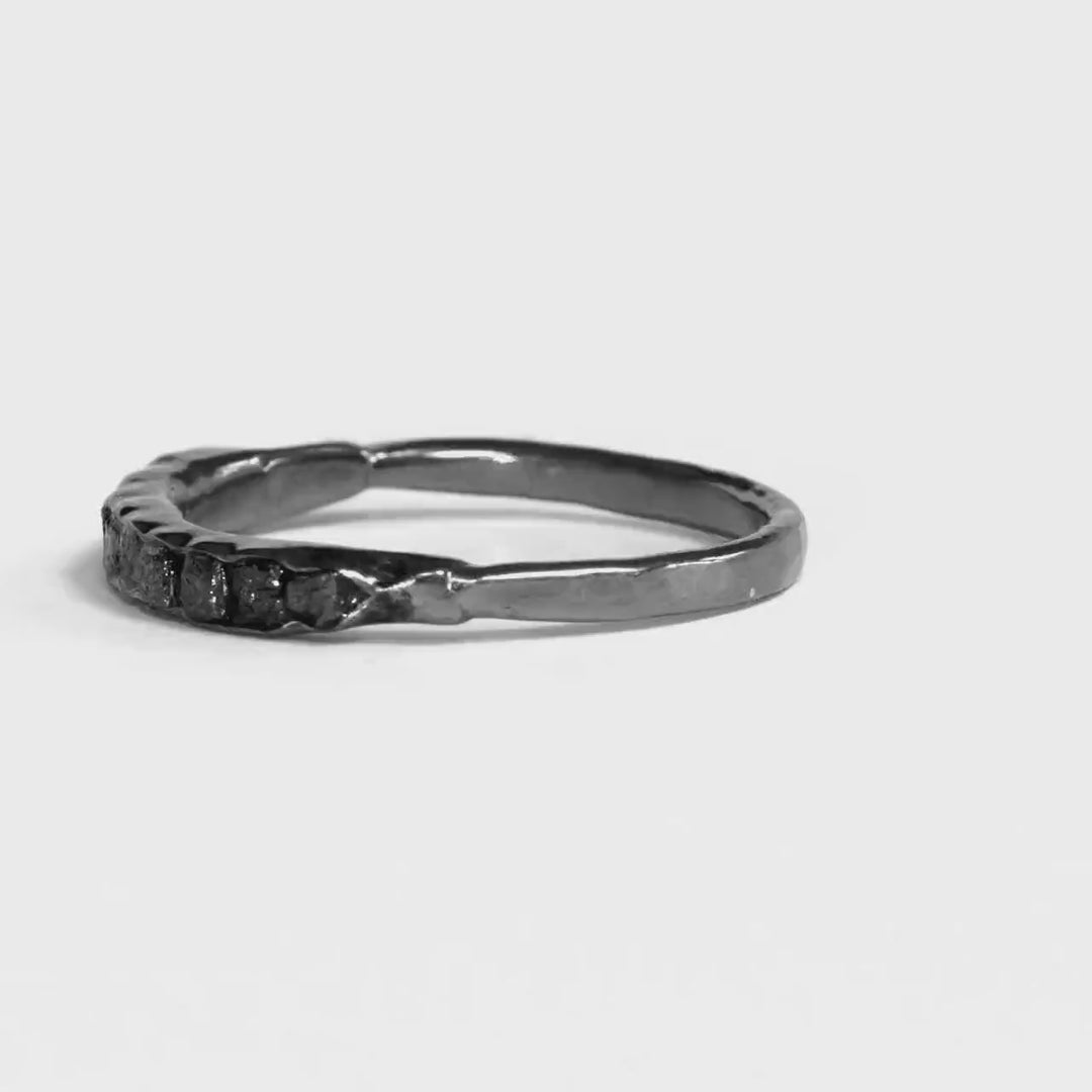 Raw Black Diamond Wedding Band