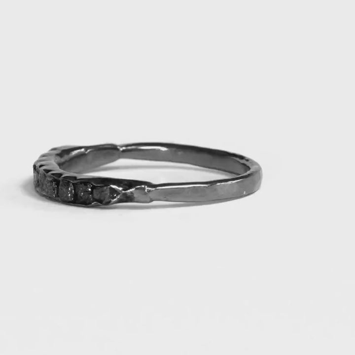 Raw Black Diamond Wedding Band