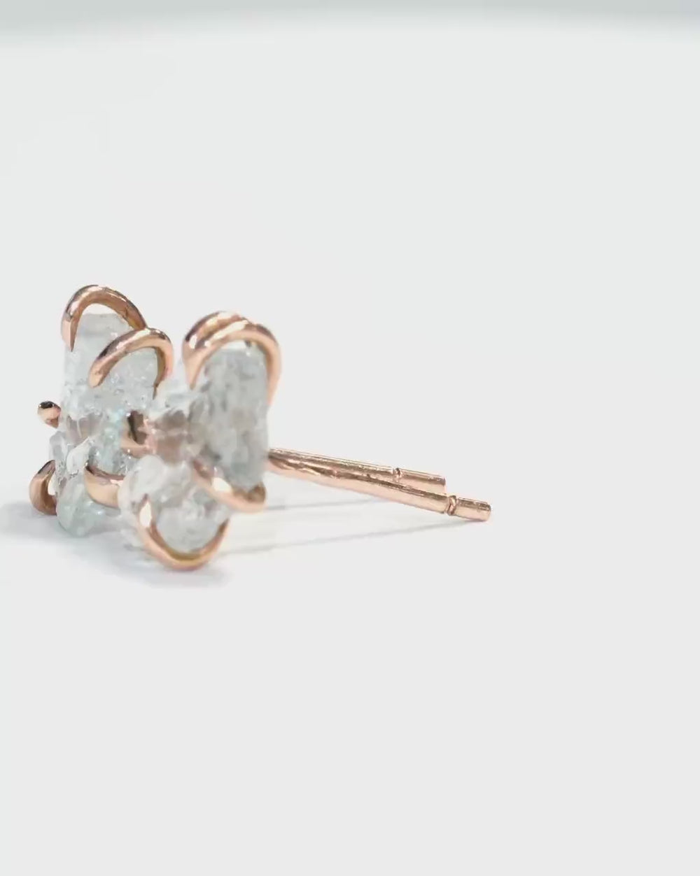 Rose Gold Raw Aquamarine Studs