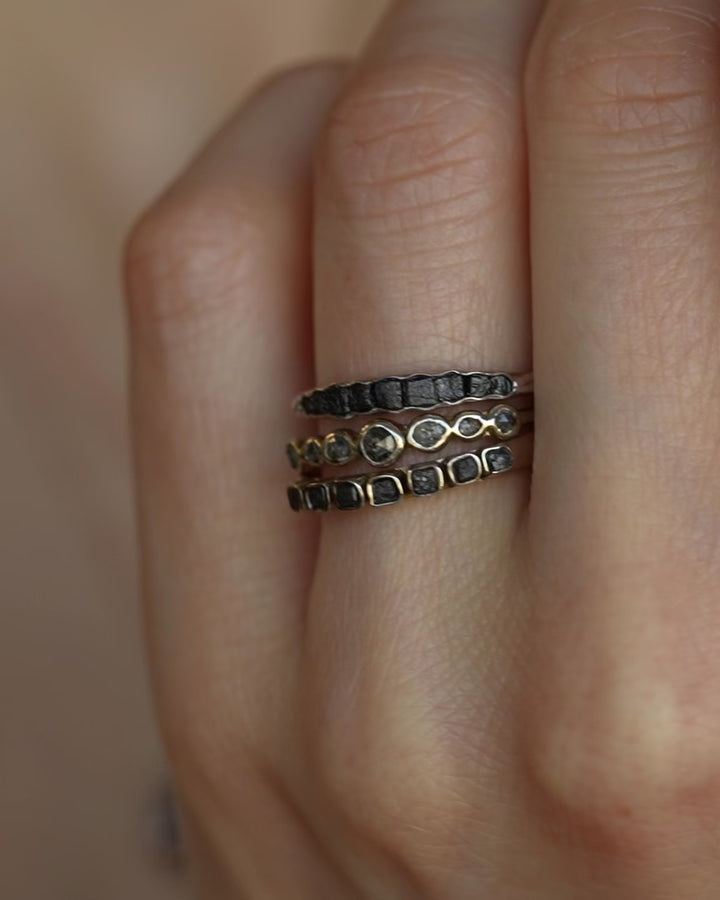Raw Black Cube Diamond Ring
