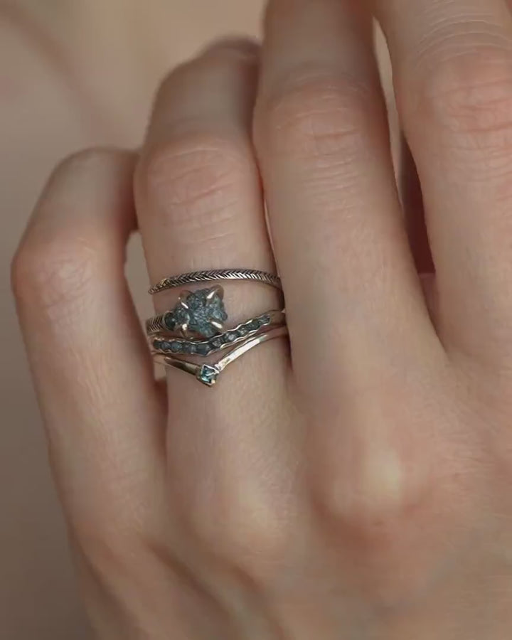 Raw Blue Diamond Wave Ring
