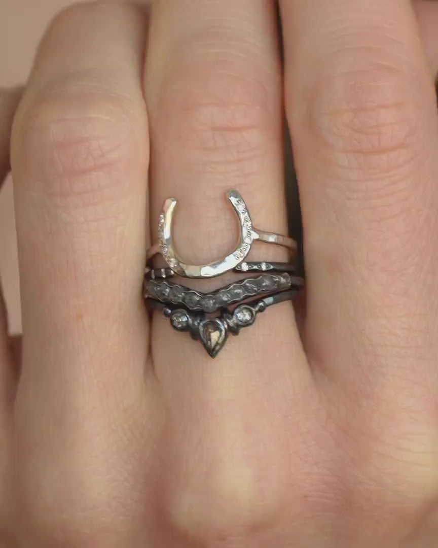 Raw Grey Diamond Wave Ring
