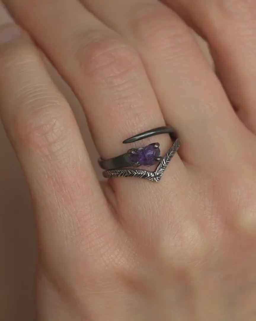 Amethyst Horseshoe Nail Ring