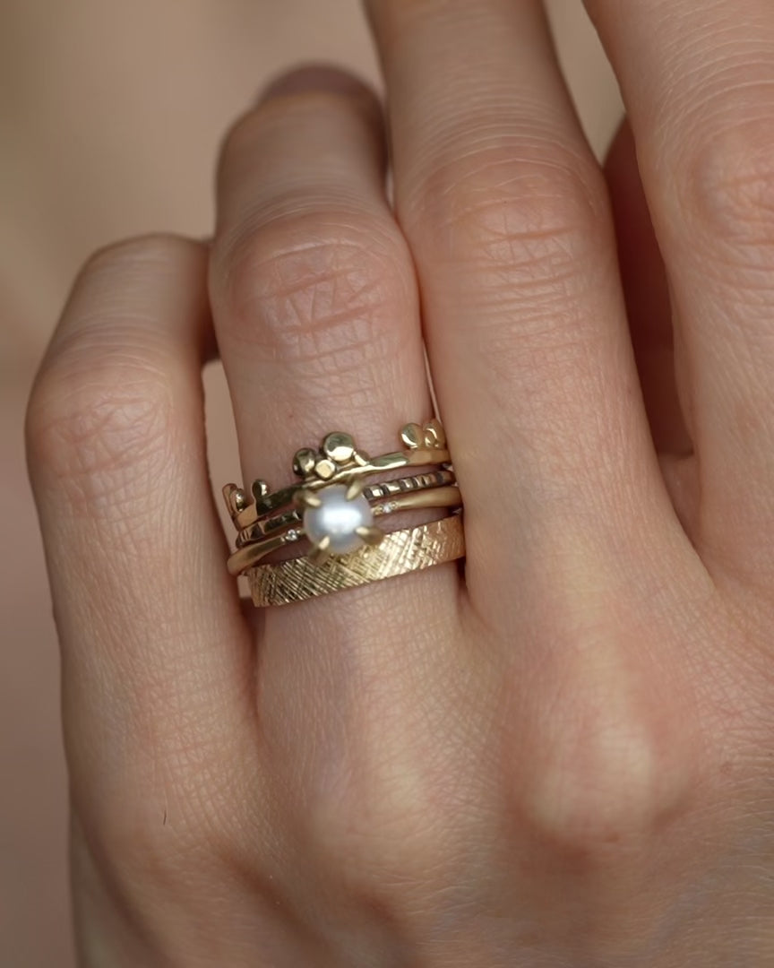 Delicate Matte Gold Pearl Ring