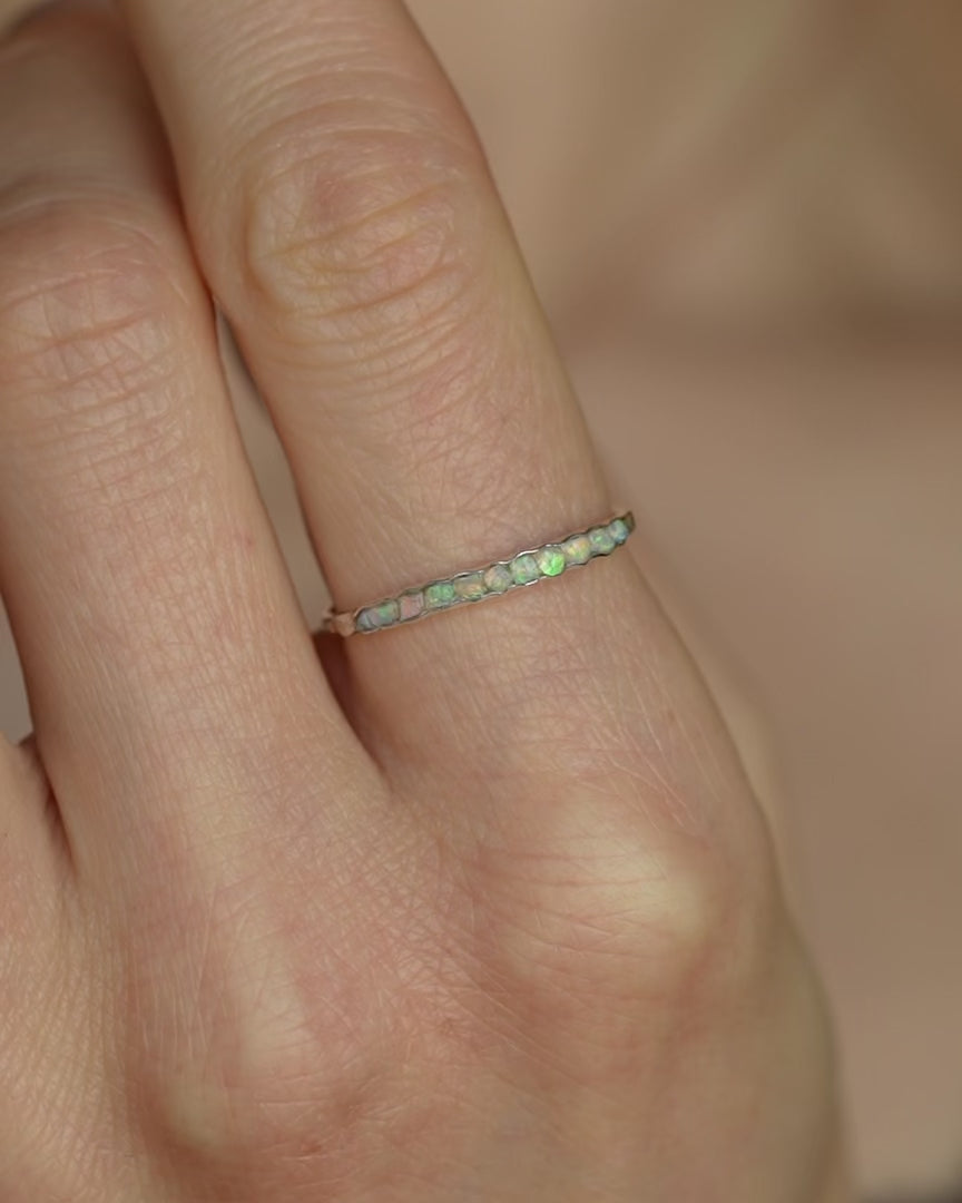 Slim Uncut Australian Opal Ring