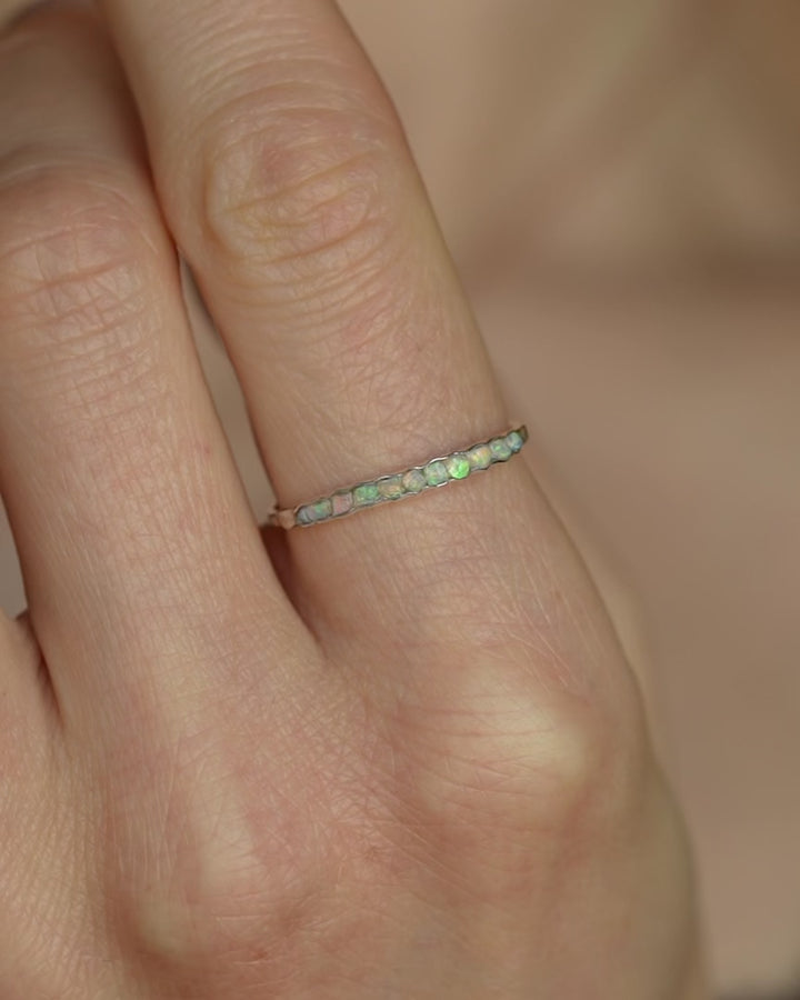 Slim Uncut Australian Opal Ring