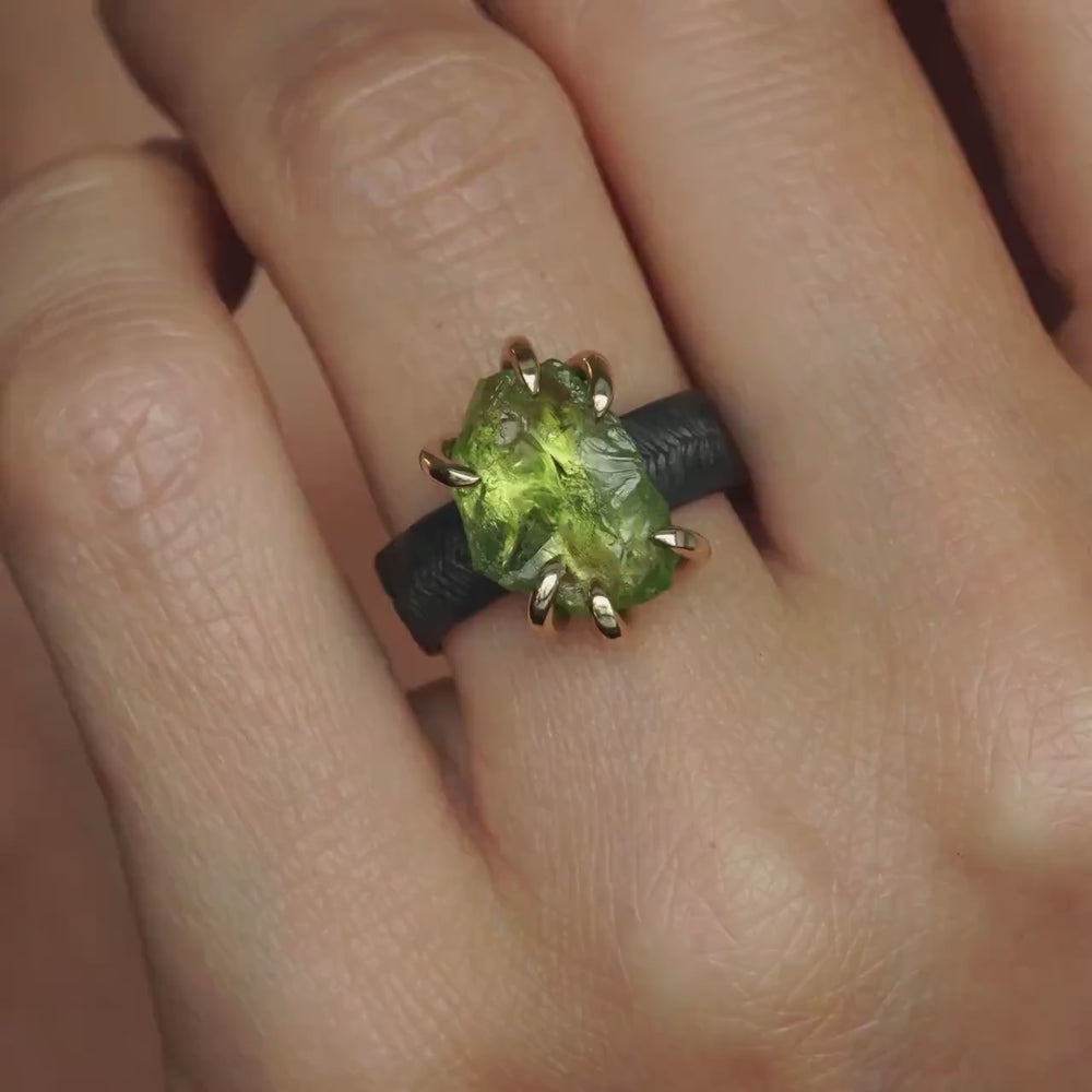 Raw Peridot Ring